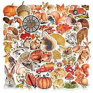 50Pcs Autumn Theme PVC Self Adhesive Stickers, Squirrel Rabbit Leaf Waterproof Decals, for Water Bottles, Laptop, Luggage, Cup, Computer, Mobile Phone, Skateboard, Guitar, Mixed Color, 47~73x40~77x0.1mm(STIC-C003-05)