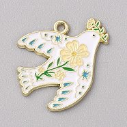 Alloy Enamel Pendants, Golden, Swallow, 22.5x28x1.5mm, Hole: 1.8mm(FIND-CJC0027-02G-04)