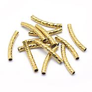 Brass Tube Beads, Curved, Lead Free & Cadmium Free & Nickel Free, Tube, Raw(Unplated), 30x4mm, Hole: 3mm(KK-A143-31C-RS)