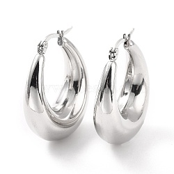 304 Stainless Steel Chunky Hoop Earrings for Women, Stainless Steel Color, 32x28x10mm, Pin: 0.6mm(X-EJEW-F280-06E-P)
