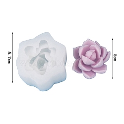 Succulent Flower DIY Food Grade Silicone Candle Molds, Aromatherapy Candle Moulds, Scented Candle Making Molds, White, 5.7x3.5cm(PW-WG81533-01)