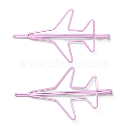 Cute Spray Painted Stainless Iron Hair Bobby Pins, Plane, for Childern, Lilac, 70x39x5mm(PHAR-L006-D01)