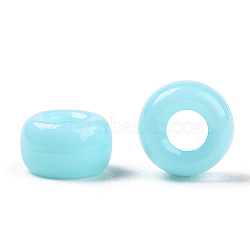 Opaque Acrylic Beads, Rondelle, Cyan, 7x4mm, Hole: 3mm, about 4545pcs/500g(KY-T025-03-F07)