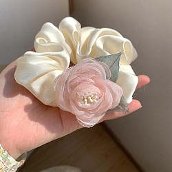 Cloth Hair Ties, Flower, Pink, 90x120mm(PW-WG74184-01)