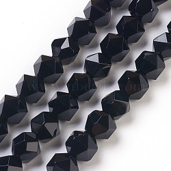 Natural Black Onyx Beads Strands, Faceted, Dyed & Heated, 10x10mm, Hole: 1mm, about 40pcs/strand, 15.7 inch(G-K282-01C)