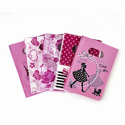 Printed Plastic Bags, Rectangle, Hot Pink, 20x15cm(PE-T003-15x20cm-04)