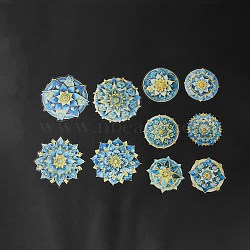 Mandala PET Round Self Adhesive Decorative Stickers, Waterproof Laser Flower Decals for DIY Scrapbooking, Card Making, Blue, 58~79x57.5~79x0.2mm(DIY-K069-02D)