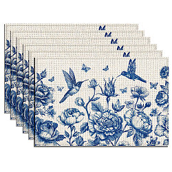 6Pcs Polyester Table Cloth, for Dining Table Decoration, Rectangle, Flower, 300x450mm(AJEW-WH0526-013)