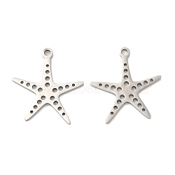 304 Stainless Steel Pendants, Star Charm, Stainless Steel Color, 22x20.5x1.5mm, Hole: 1.8mm(STAS-L020-021P)