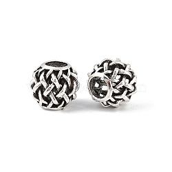 Alloy European Beads, Large Hole Beads, Rondelle, Hollow, Antique Silver, 11x9mm, Hole: 4.5mm(X-PALLOY-S079-011AS)