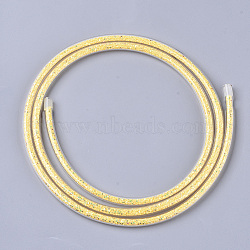 Eco-Friendly PVC Synthetic Rubber Cord, with Paillette/Sequins Inside, Yellow, 6mm, about 0.98~1.31 yards(0.9~1.2m)/strand(RCOR-Q017-06)