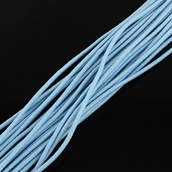 Elastic Cord, with Fibre Outside and Rubber Inside, Light Blue, 4.0mm, about 109.36 yards(100m)/bundle