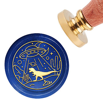 Brass Wax Seal Stamp with Handle, for DIY Scrapbooking, Dinosaur Pattern, 3.5x1.18 inch(8.9x3cm)