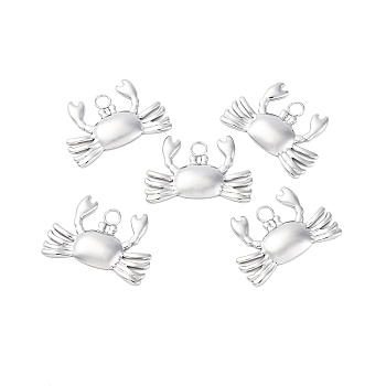 Non-Tarnish 304 Stainless Steel Pendants, Crab Charm, Stainless Steel Color, 24.5x17x3mm, Hole: 2.5mm