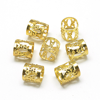 Iron Dreadlocks Beads Hair Decoration, Hair Coil Cuffs, Column, Gold, 8x8mm, Hole: 7mm