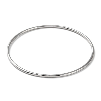 304 Stainless Steel Simple Plain Bangle for Women, Stainless Steel Color, Inner Diameter: 2-1/2 inch(6.5cm)