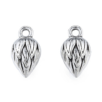 Tibetan Style Alloy Charms, Cadmium Free & Lead Free, Flower, Antique Silver, 13x7x7mm, Hole: 1.6mm, about 620pcs/1000g