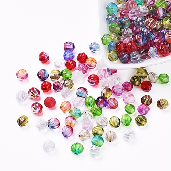 Czech Glass Beads, Electroplated/Dyed/Transparent, Pumpkin, Mixed Color, 7.5x8mm, Hole: 1mm, about 237~243pcs/bag