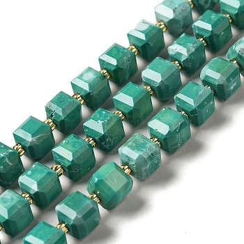 Natural Howlite Beads Strands, Dyed, Faceted, Cube, Green, 7.5x8x7.5mm, Hole: 1.2mm, about 40pcs/strand, 15.63 inch(39.7cm)