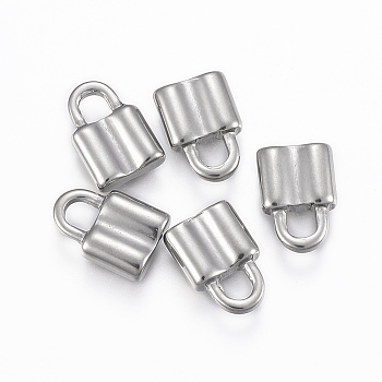 304 Stainless Steel Pendants, Padlock, Stainless Steel Color, 12x8x3mm, Hole: 3.5x3mm