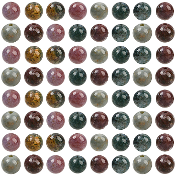 100Pcs Natural Indian Agate Beads, Round, 6mm, Hole: 1mm