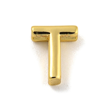Brass Pendants, Real 18K Gold Plated, Letter T, 8x6.5x3mm, Hole: 1.2mm