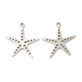 304 Stainless Steel Pendants, Star Charm, Stainless Steel Color, 22x20.5x1.5mm, Hole: 1.8mm