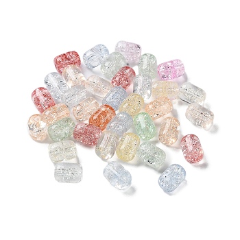 Transparent Crackle Glass Beads, Barrel, Mixed Color, 11x8mm, Hole: 1.5mm