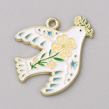 Alloy Enamel Pendants, Golden, Swallow, 22.5x28x1.5mm, Hole: 1.8mm