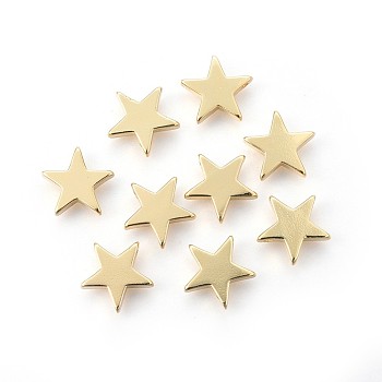 Brass Charms, Long-Lasting Plated, Star, Real 18K Gold Plated, 11.5x12x2.5mm, Hole: 1.2mm