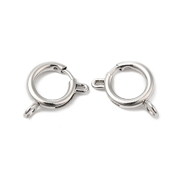 304 Stainless Steel Spring Ring Clasps, Ring, Stainless Steel Color, 14x11x4mm, Hole: 2.5mm