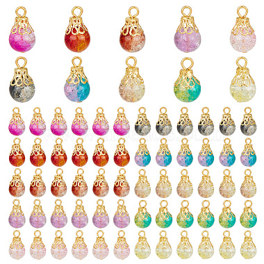 Golden Mixed Color Round Iron+Glass Big Pendants