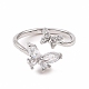 Clear Cubic Zirconia Butterfly Open Cuff Ring(X-RJEW-B028-26P)-2