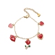 Mot amour coeur lèvre rose alliage émail bracelet à breloques(BJEW-JB08679)-1