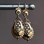 Alloy Imitation Pearl Oval Dangle Earrings, Golden, 50x16mm(FS-WG8B302-01)