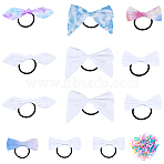 12Pcs 4 Styles Bowknot Cotton Elastic Hair Ties, Hair Accessories for Women, with 1Pc Disposable Elastic Hair Rubber Bands, White, 41~135x33~130x10~12.5mm, Inner Diameter: 34~47mm, 3pcs/style(OHAR-SP0001-09)