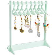 1 Set Coat Hanger Shaped Acrylic Earring Display Stands, Jewelry Organizer Holder for Earring Storage, with 8Pcs Mini Hangers, Light Green, Finish Product: 14x5.9x14.95cm, 12pcs/set(EDIS-CP0001-15B)
