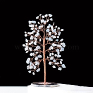 Natural Aquamarine Chips Tree Decorations, Agate Base with Copper Wire Feng Shui Energy Stone Gift for Home Office Desktop, 160~170mm(PW-WG41027-06)