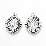 Tibetan Style Alloy Pendant Cabochon Settings, Oval, Lead Free & Nickel Free, Antique Silver, Tray: 18x13.5mm, 36x27x3mm, Hole: 3mm(TIBE-Q073-73AS-FF)