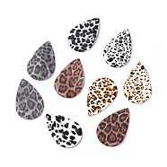 PU Leather Big Pendants, teardrop, Mixed Color, 56x36x1.8mm, Hole: 2mm(X-FIND-G013-01)