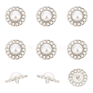 Alloy Shank Buttons, with Acrylic Imitation Pearl Beads, Flower, Platinum, 25x12.5mm, Hole: 2mm, 12pcs/box(FIND-NB0003-72P)