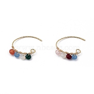 Dangle Earrings, with Natural Malaysia Jade Rondelle Beads and Real 18K Gold Plated Brass Earring Hooks, Colorful, 21x22mm, Pin: 0.7mm(X-EJEW-JE04254-05)