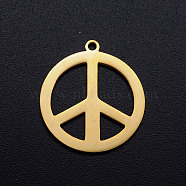201 Stainless Steel Pendants, Peace Sign, Golden, 21x19x1mm, Hole: 1.4mm(STAS-T046-JN266-2)