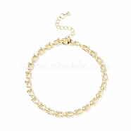 Brass Initial Letter U Link Chain Bracelet for Women, Light Gold, 7-1/2 inch(19cm)(BJEW-JB08073)