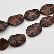 Wave Oval Natural Mahogany Obsidian Beads Strands, 35x25x6mm, Hole: 1mm, about 12pcs/strand, 15.7 inch(G-N0153-04)