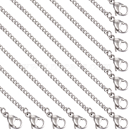 Titanium Steel Curb Chain Necklaces for Men Women, Stainless Steel Color, 17.91 inch(45.5cm)(NJEW-TAC0001-017)