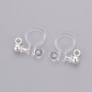 Transparent U Type Painless Prevent Allergy Resin Ear Clip, with Stainless Steel Findings, Silver, 11x10.5x3mm, Hole: 1.5mm(KY-L005-03S)