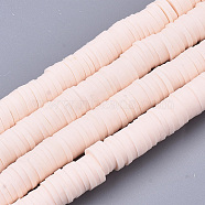 Handmade Polymer Clay Beads Strands, for DIY Jewelry Crafts Supplies, Heishi Beads, Disc/Flat Round, Misty Rose, 6x0.5~1mm, Hole: 1.8mm, about 290~320pcs/strand, 15.75 inch~16.14 inch(40~41cm)(CLAY-R089-6mm-072)