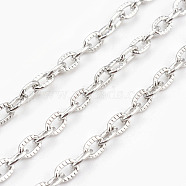 Iron Textured Cable Chains, Unwelded, with Spool, Platinum, 3x2x0.5mm, about 328.08 Feet(100m)/roll(CH-0.5YHSZ-N)