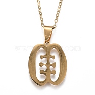 201 Stainless Steel Pendant Necklaces, with Lobster Claw Clasps, Adinkra Gye Nyame, Real 18K Gold Plated, 20 inch(50.7cm)(NJEW-H208-03G)